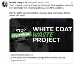 Influencers say Defund Wuhan 