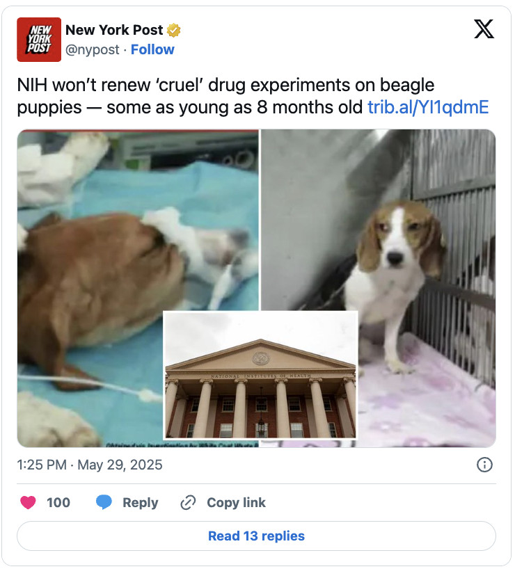 Pentagon Ends Animal Testing